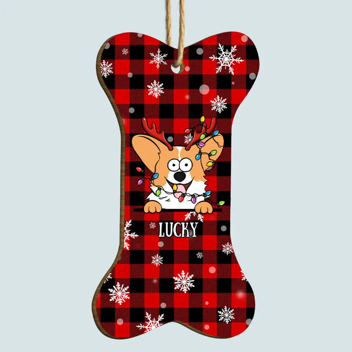 Cute Dog Puppy Pet Christmas - Personalized Custom Wood Ornament - Christmas Gift For Dog Mom, Dog Dad, Cat Mom, Cat Dad