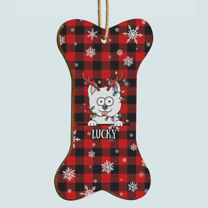 Cute Dog Puppy Pet Christmas - Personalized Custom Wood Ornament - Christmas Gift For Dog Mom, Dog Dad, Cat Mom, Cat Dad