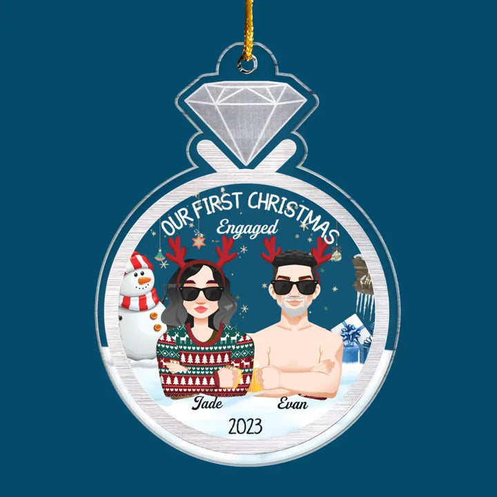 Couple Ring - Personalized Custom Mica Ornament - Christmas Gift For Couple, Husband, Wife