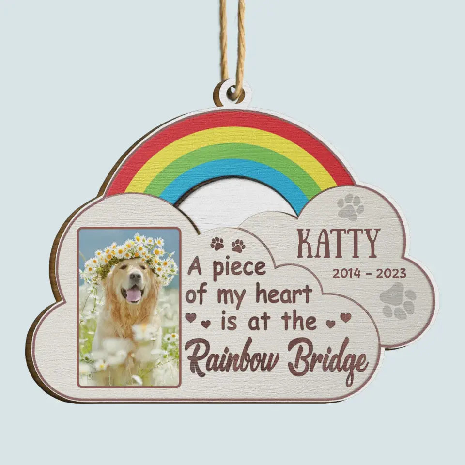 No Longer By My Side Rainbow - Personalized Custom Wood Ornament - Christmas, Memorial Gift For Pet Mom, Pet Dad, Pet Lover, Pet Owner