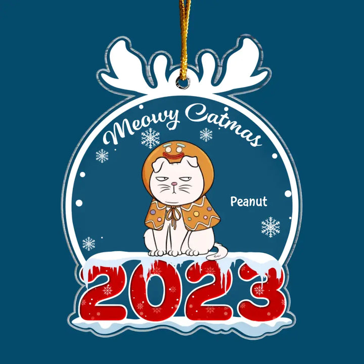 Meowy Catmas 2023 - Personalized Custom Mica Ornament - Christmas Cat Funny - Gift For Cat Mom, Cat Dad, Cat Lover, Cat Owner