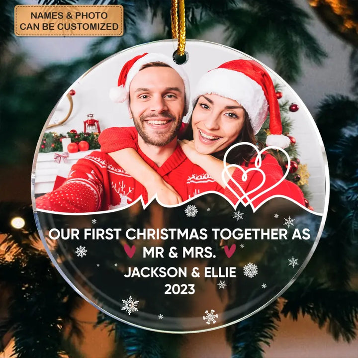 Our First Christmas Together - Personalized Custom Photo Mica Ornament - Christmas Gift For Couple, Wife, Husband