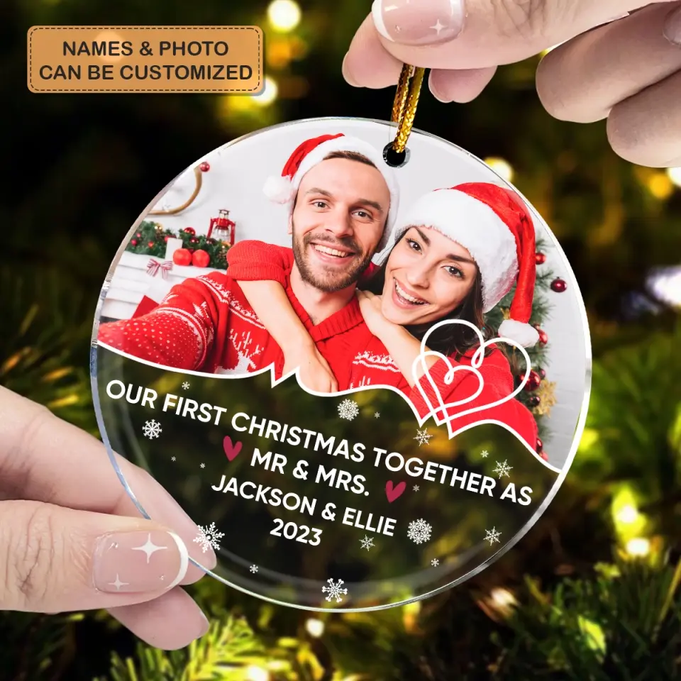 Our First Christmas Together - Personalized Custom Photo Mica Ornament - Christmas Gift For Couple, Wife, Husband