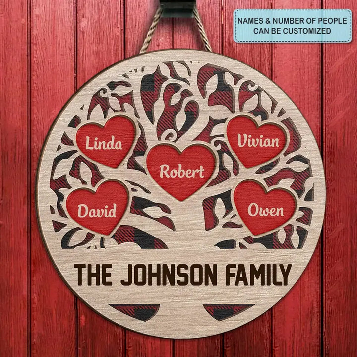 Family Tree Love - Personalized Custom Door Sign - Christmas Gift For Family Members