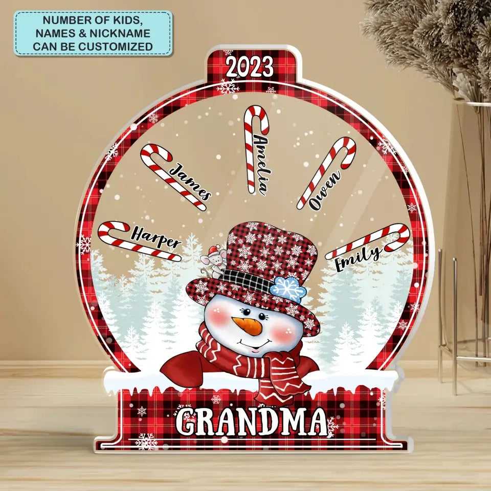 Grandma's Sweethearts - Personalized Custom Shape Acrylic Plaque - Christmas Gift For Grandma, Mom, Family Members
