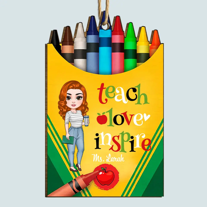 Teach Love Inspire - Personalized Custom Wood Ornament - Christmas, Teacher's Day, Appreciation Gift For Teacher