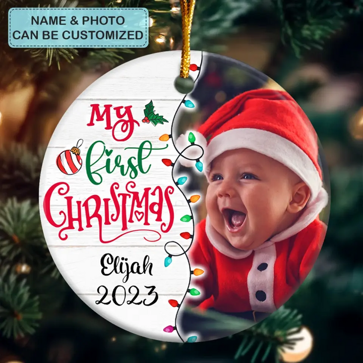 My First Christmas - Personalized Custom Ceramic Ornament - Chrismast Gift For Family Members