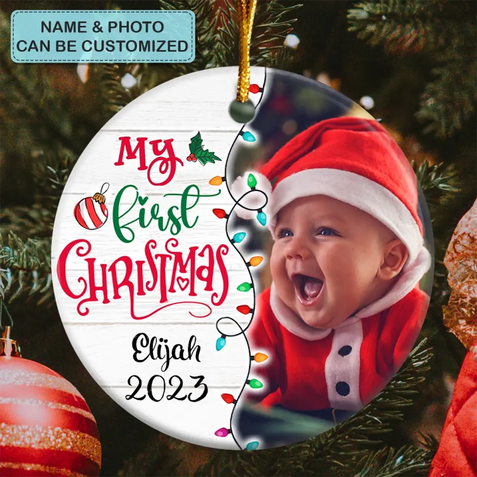 My First Christmas - Personalized Custom Ceramic Ornament - Chrismast Gift For Family Members