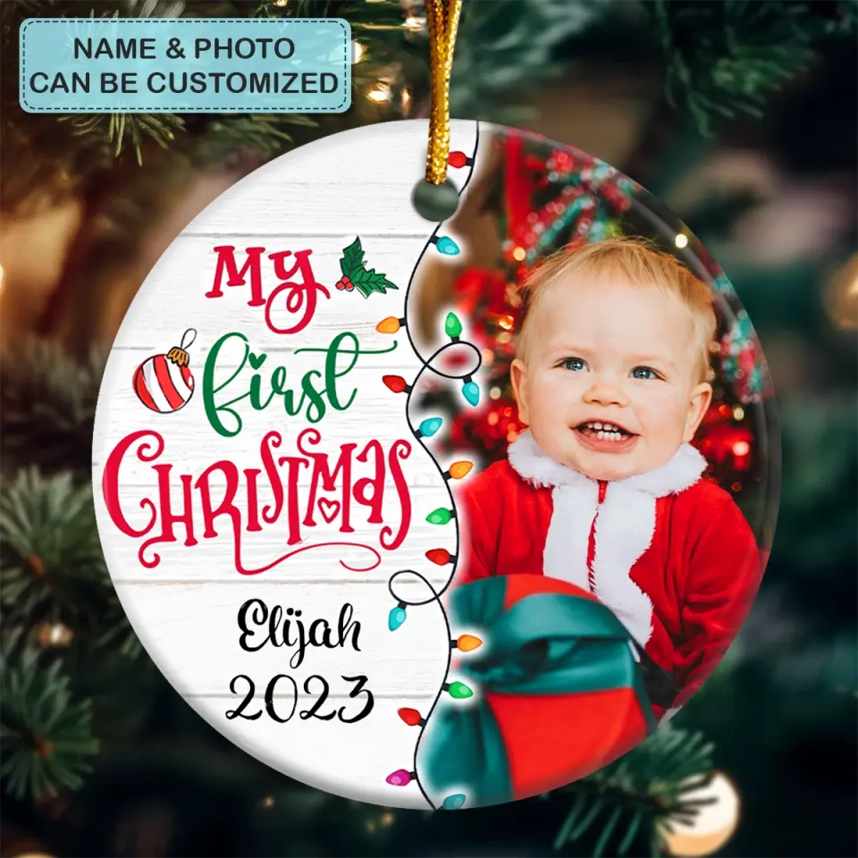 My First Christmas - Personalized Custom Ceramic Ornament - Chrismast Gift For Family Members