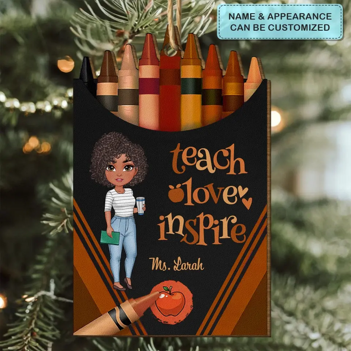 Teach Love Inspire - Personalized Custom Wood Ornament - Christmas, Teacher's Day, Appreciation Gift For Teacher