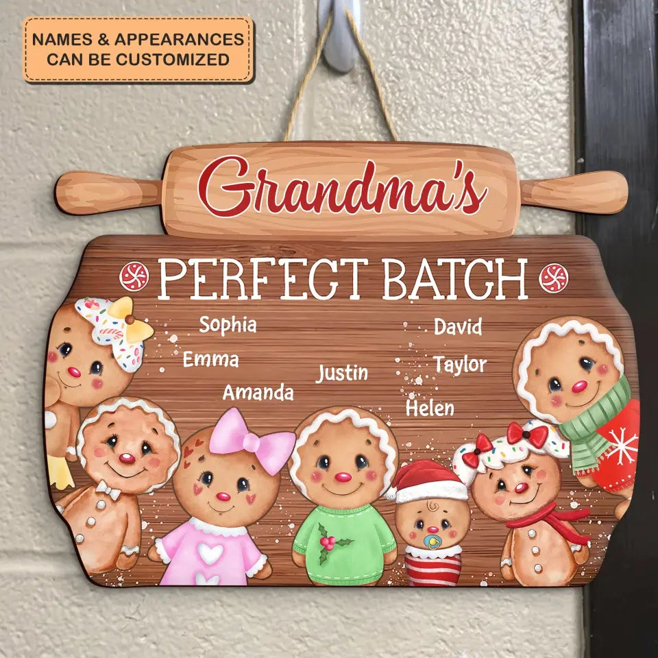 Grandma's Perfect Batch - Personalized Custom Door Sign - Christmas Gift For Grandma, Family Members
