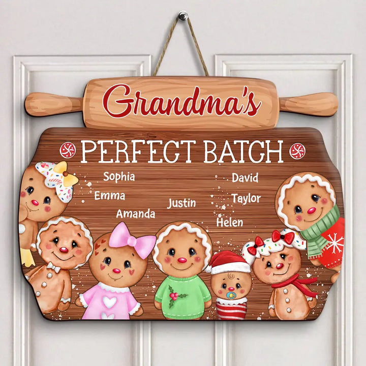Grandma's Perfect Batch - Personalized Custom Door Sign - Christmas Gift For Grandma, Family Members