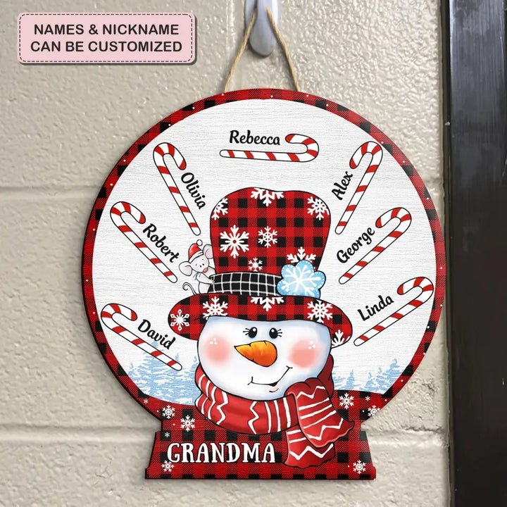 Grandma's Sweethearts - Personalized Custom Door Sign - Christmas Gift For Grandma, Family Members