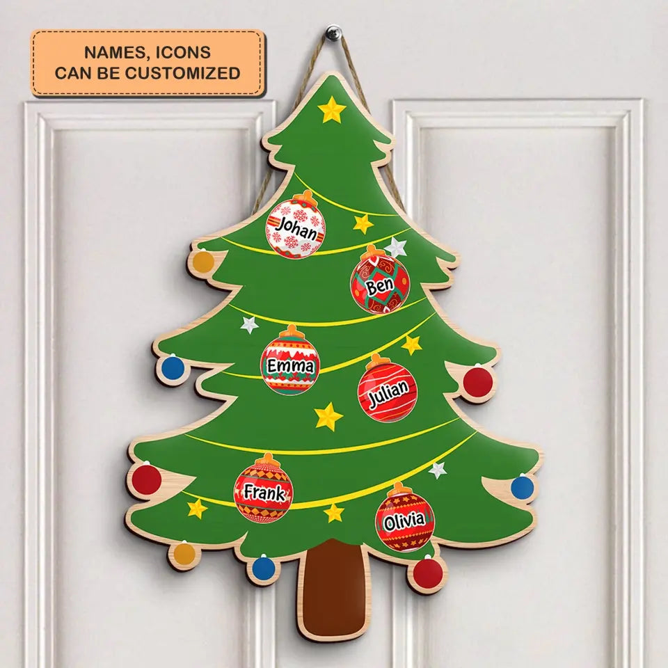 Family Christmas Tree Farm - Personalized Custom Door Sign - Christmas Gift For Family Members