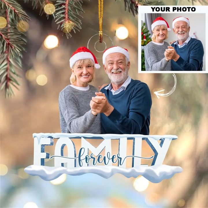 Family Forever Upload Photo - Personalized Custom Photo Mica Ornament - Christmas Gift For Family AGCDM001