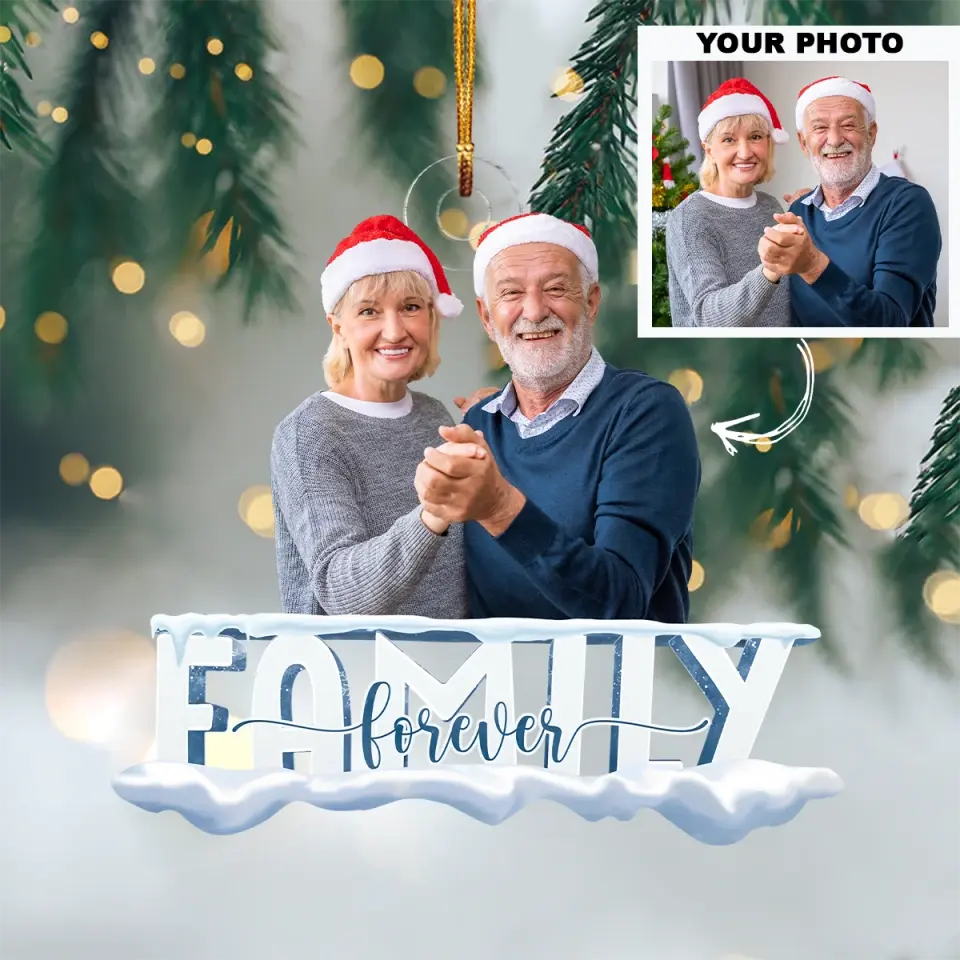 Family Forever Upload Photo - Personalized Custom Photo Mica Ornament - Christmas Gift For Family AGCDM001