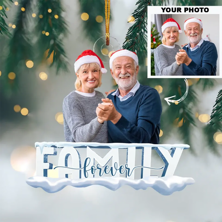 Family Forever Upload Photo - Personalized Custom Photo Mica Ornament - Christmas Gift For Family AGCDM001