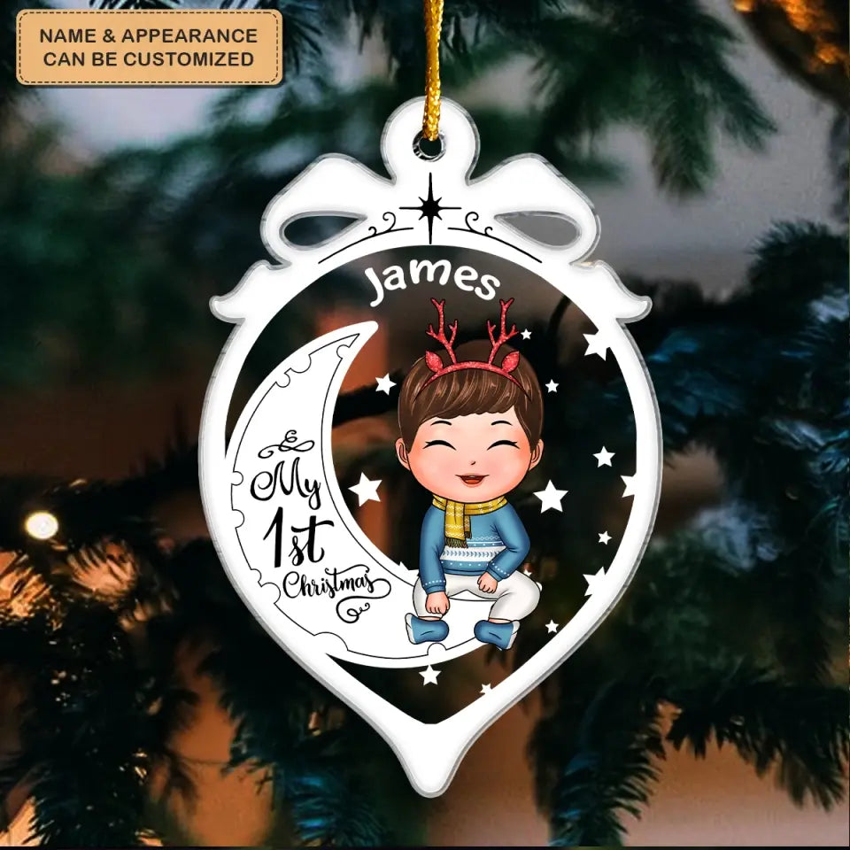 My 1st Christmas - Personalized Custom Mica Ornament - First Christmas Gift For Baby