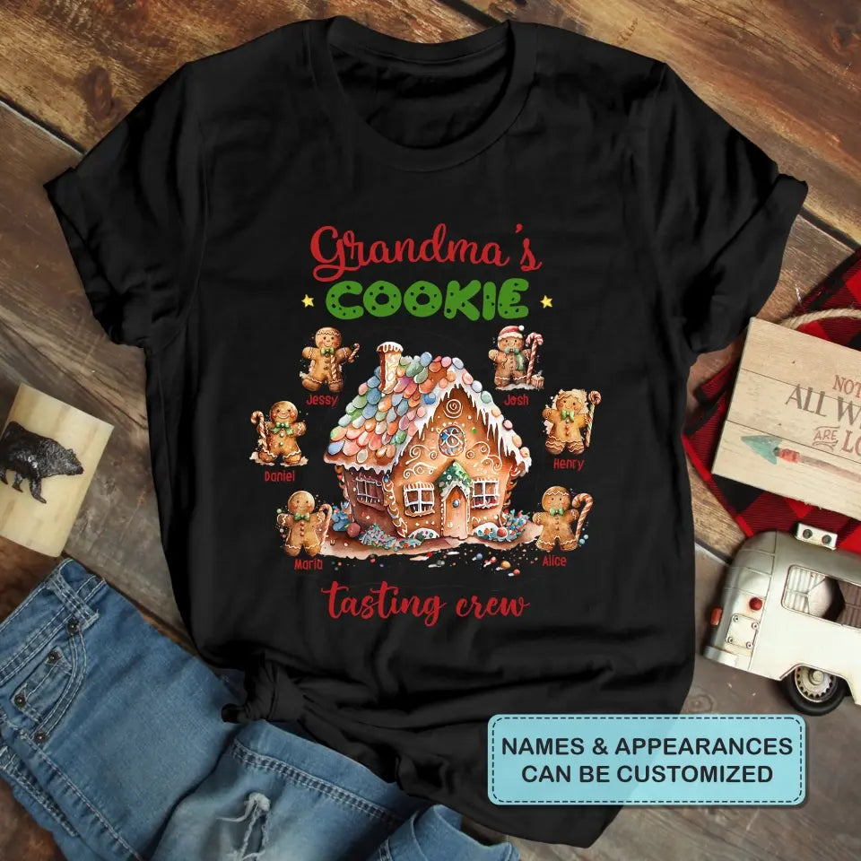 Grandma's Cookie Tasting Crew - Personalized Custom T-shirt - Christmas Gift For Grandma, Mom, Family Members