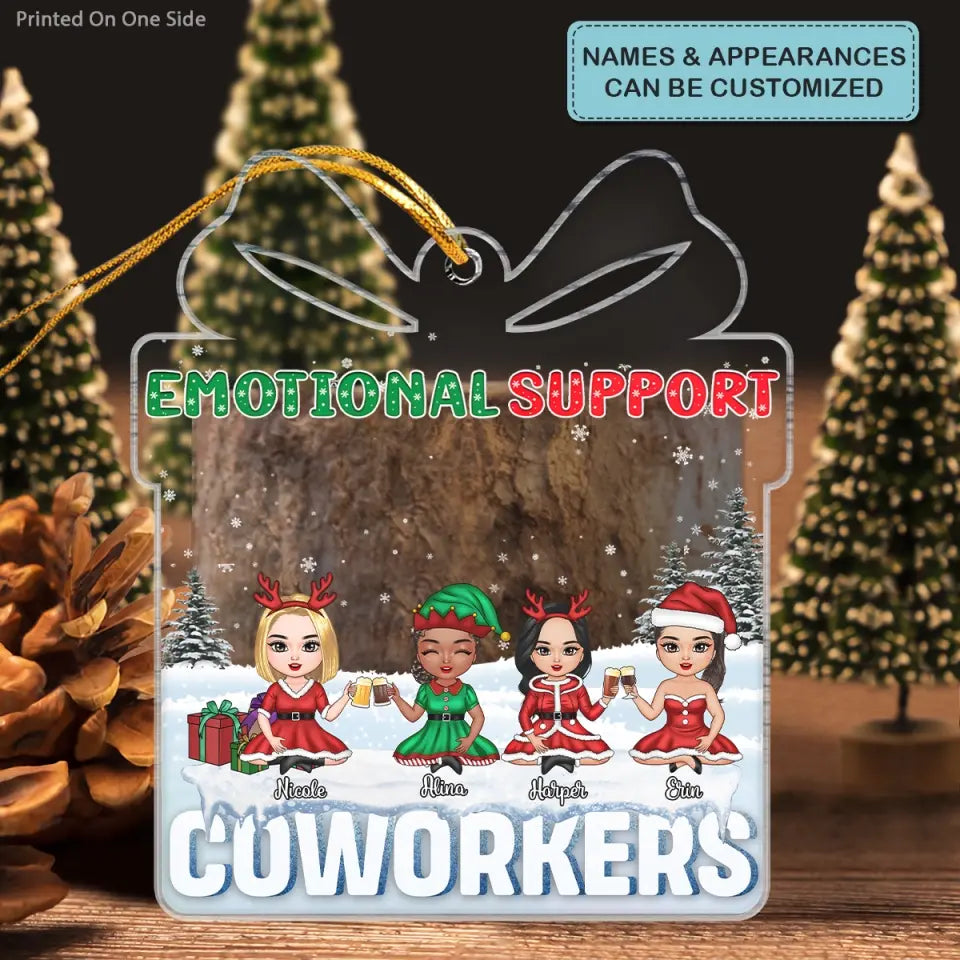 Emotional Support Co-Worker - Personalized Custom Mica Ornament - Christmas Gift For Friends, Besties, Colleagues