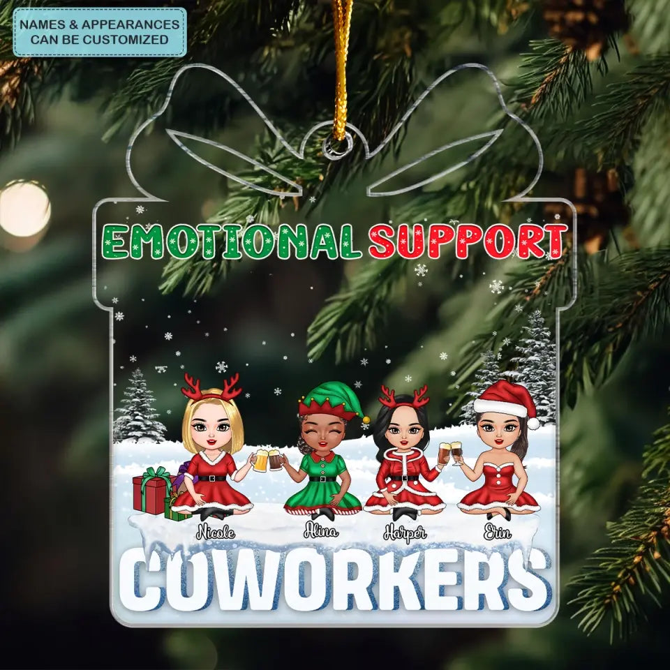 Emotional Support Co-Worker - Personalized Custom Mica Ornament - Christmas Gift For Friends, Besties, Colleagues