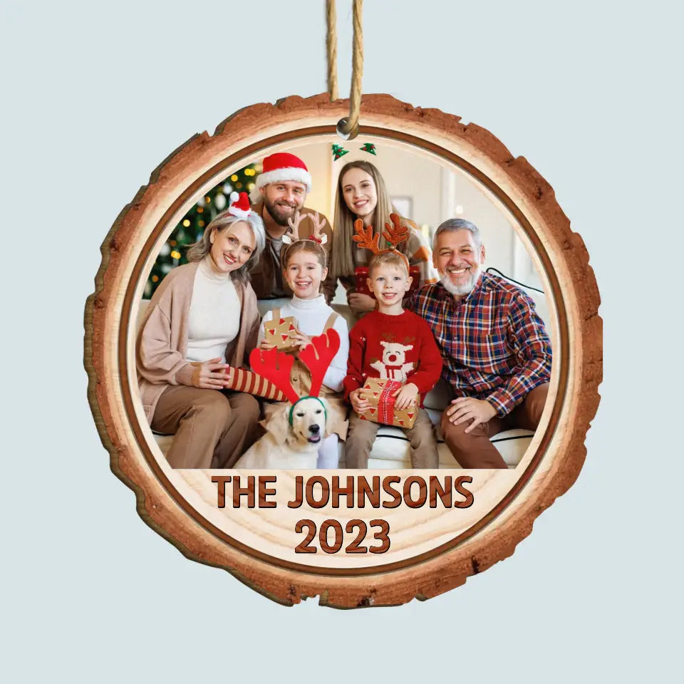 Our Family Custom Photo - Personalized Custom Wood Ornament - Christmas Gift For Family