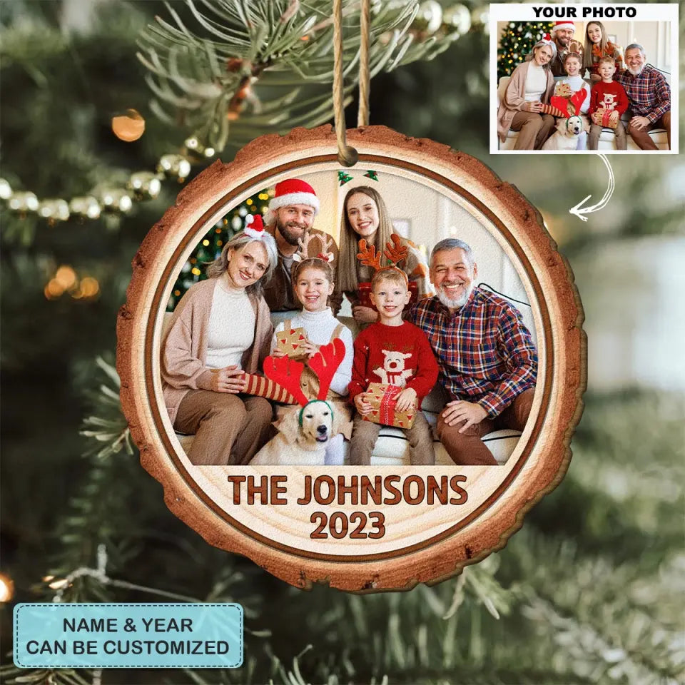 Our Family Custom Photo - Personalized Custom Wood Ornament - Christmas Gift For Family