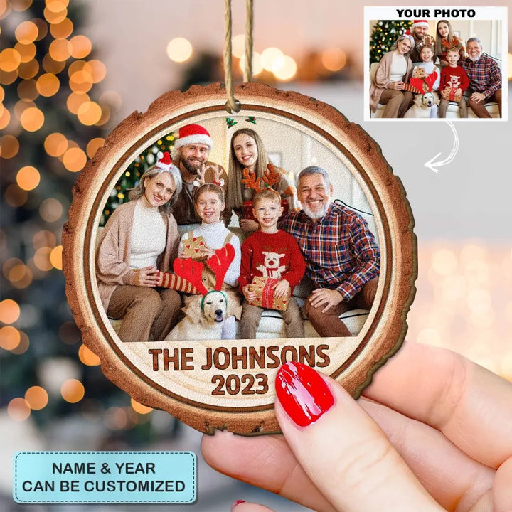 Our Family Custom Photo - Personalized Custom Wood Ornament - Christmas Gift For Family