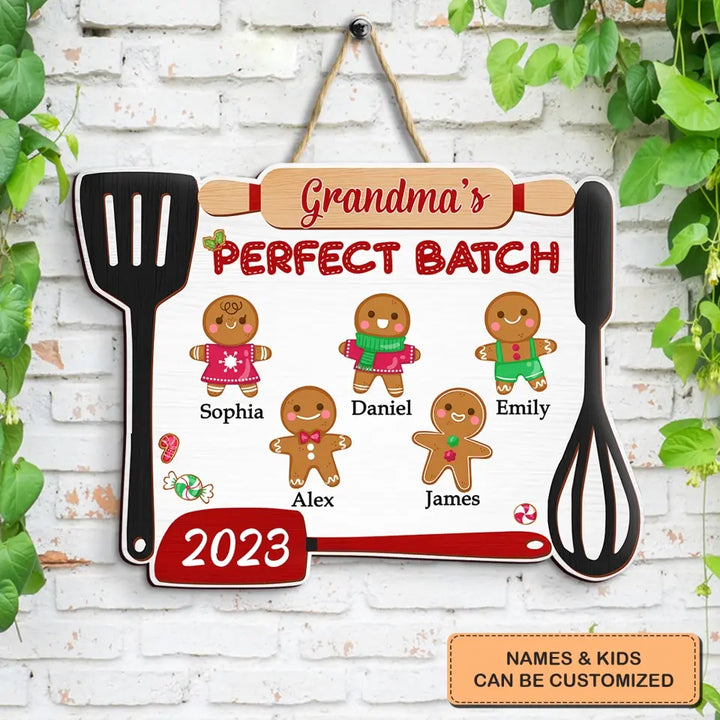 Grandma's Perfect Batch - Personalized Custom Door Sign - Christmas, Mother's Day Gift For Grandma, Mom, Family Members