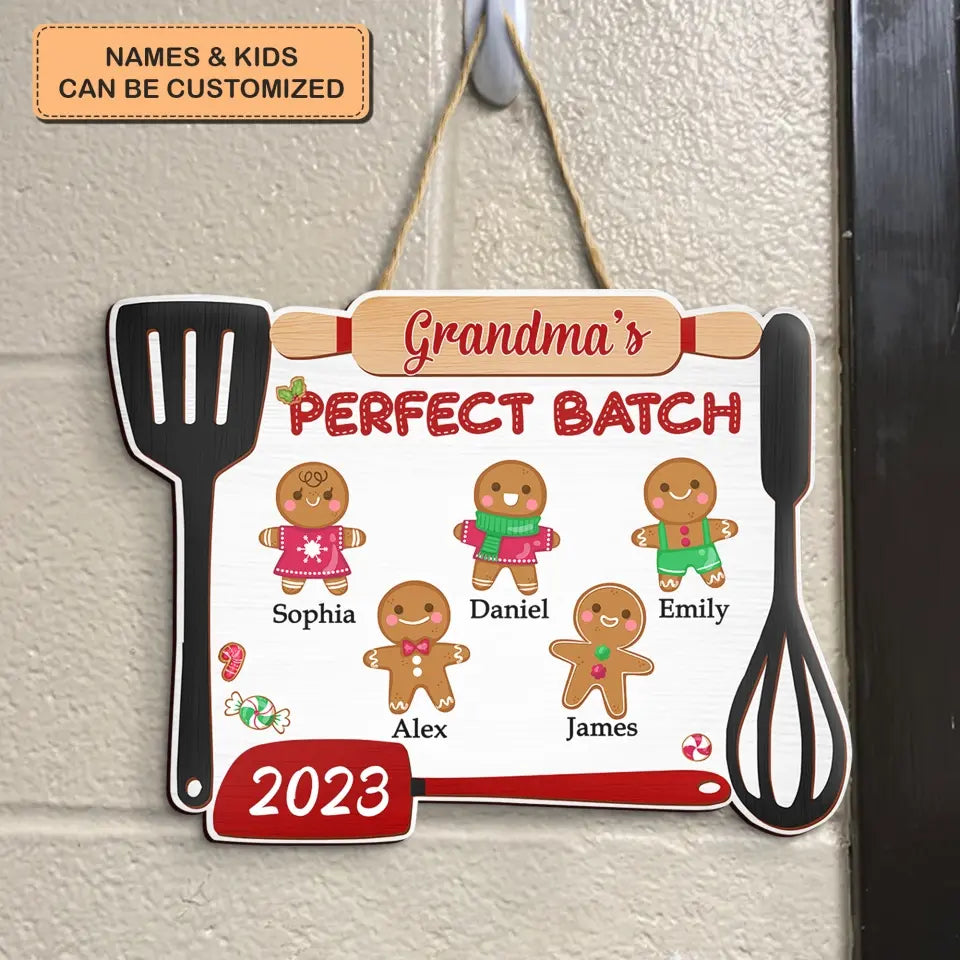 Grandma's Perfect Batch - Personalized Custom Door Sign - Christmas, Mother's Day Gift For Grandma, Mom, Family Members