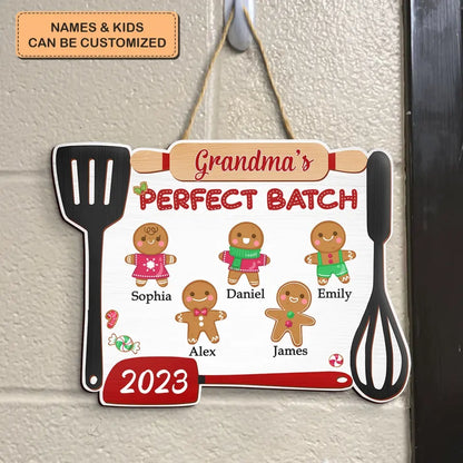 Grandma's Perfect Batch - Personalized Custom Door Sign - Christmas, Mother's Day Gift For Grandma, Mom, Family Members