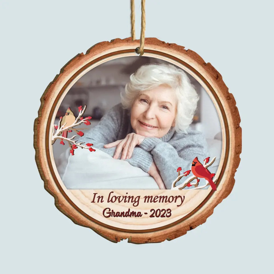 In Loving Memory Of Custom Photo - Personalized Custom Wood Ornament - Christmas, Memorial Gift For Family Members