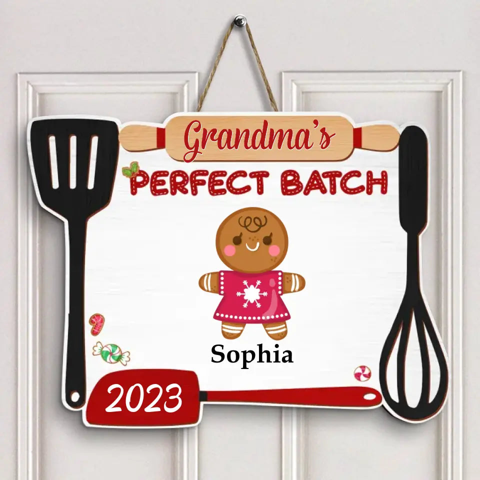 Grandma's Perfect Batch - Personalized Custom Door Sign - Christmas, Mother's Day Gift For Grandma, Mom, Family Members