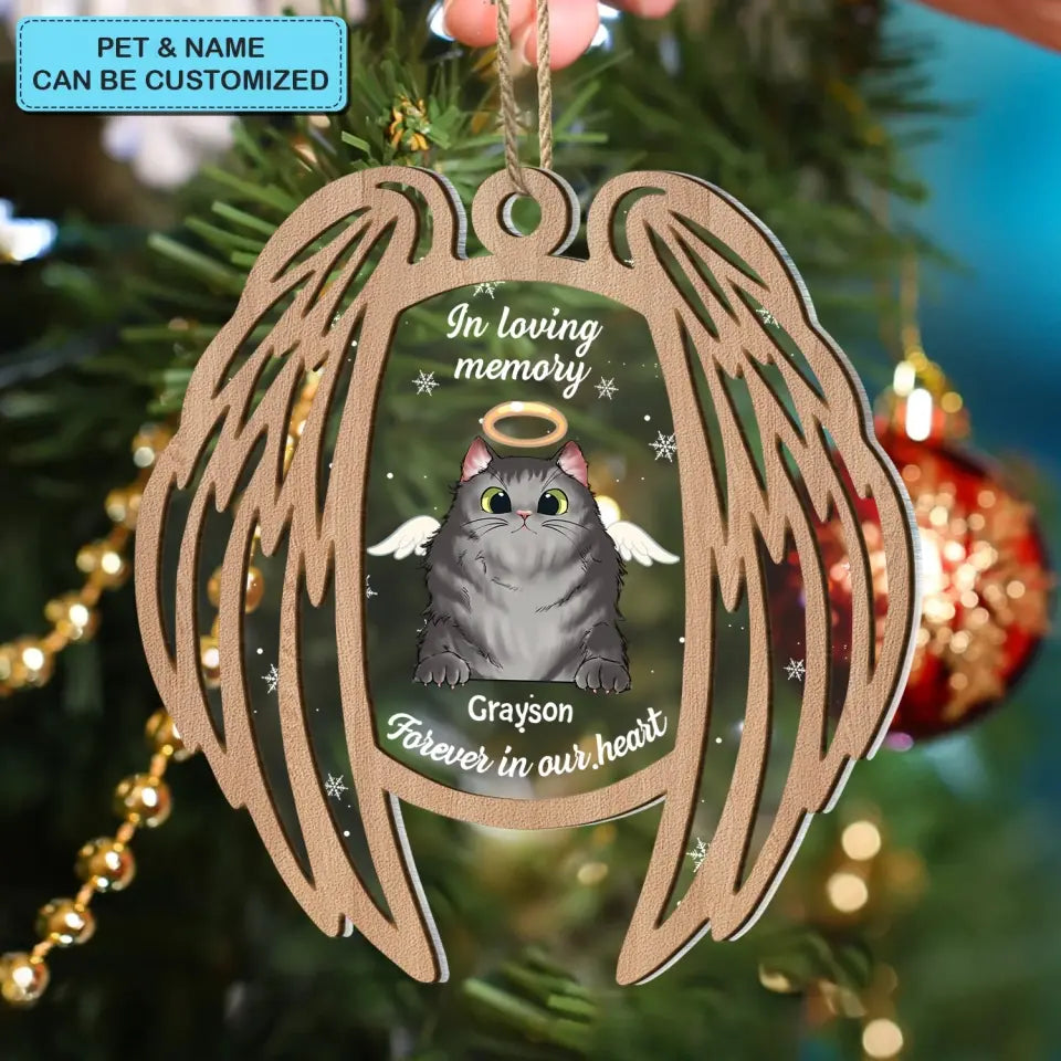 Forever In Our Heart - Personalized Custom 2-Layer Mix Ornament - Christmas, Memorial Gift For Pet Mom, Pet Dad, Pet Lover, Pet Owner