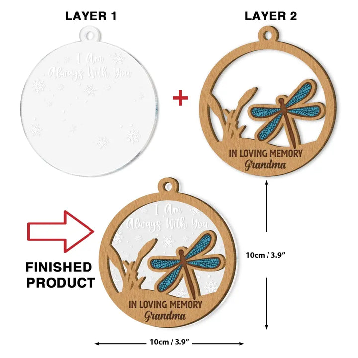 In Loving Memory Dragonfly - Personalized Custom 2-Layer Mix Ornament - Christmas, Memorial Gift For Family Members