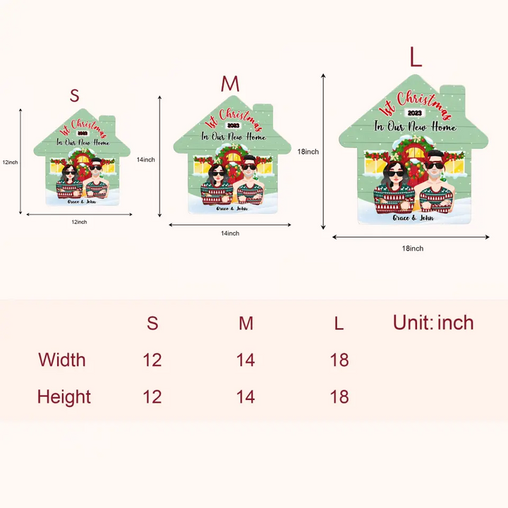 1st Christmas In Our Home - Personalized Custom Doorsign - Christmas Gift For Couple, Wife, Husband