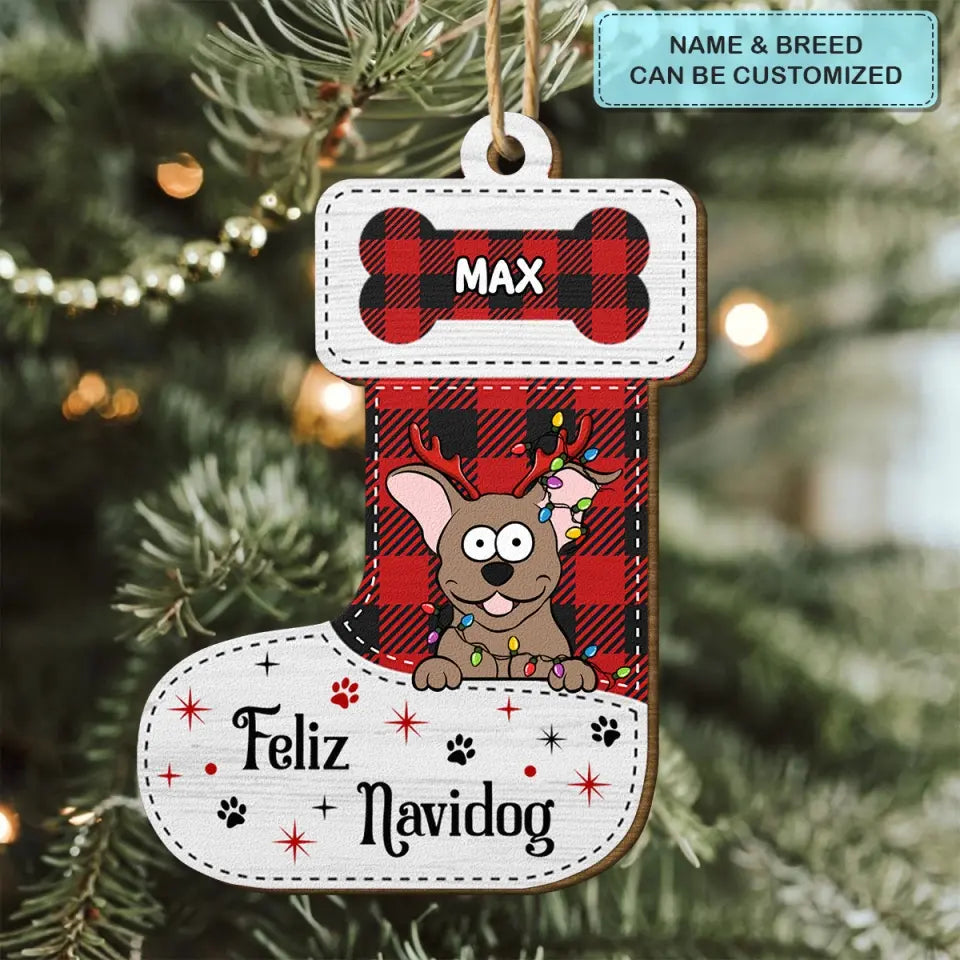 Happy Pawlidays - Personalized Custom Wood Ornament - Christmas Gift For Dog Mom, Dog Dad, Dog Lover