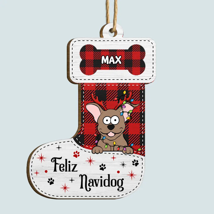 Happy Pawlidays - Personalized Custom Wood Ornament - Christmas Gift For Dog Mom, Dog Dad, Dog Lover