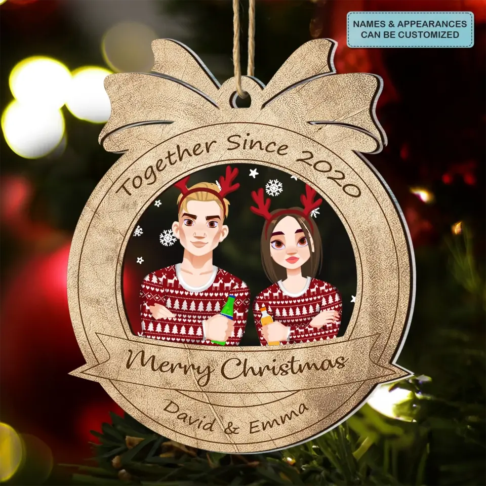 Together Since - Personalized Custom 2-Layer Mix Ornament - Christmas Gift For Couple, Husband, Wife