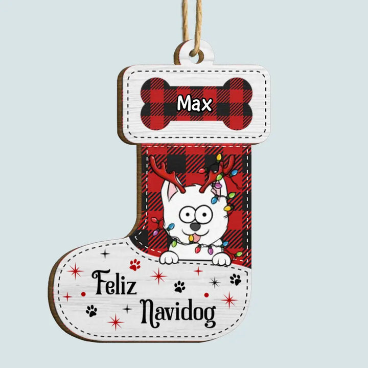 Happy Pawlidays - Personalized Custom Wood Ornament - Christmas Gift For Dog Mom, Dog Dad, Dog Lover