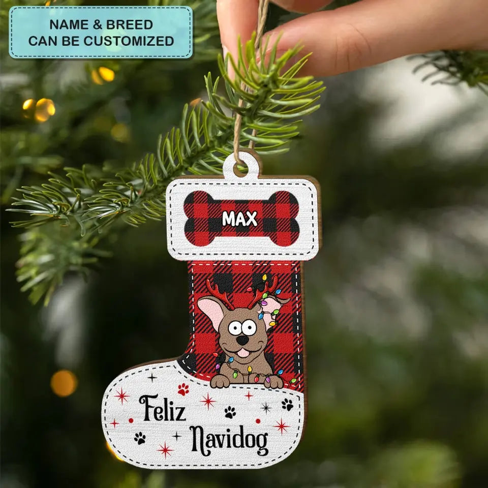 Happy Pawlidays - Personalized Custom Wood Ornament - Christmas Gift For Dog Mom, Dog Dad, Dog Lover