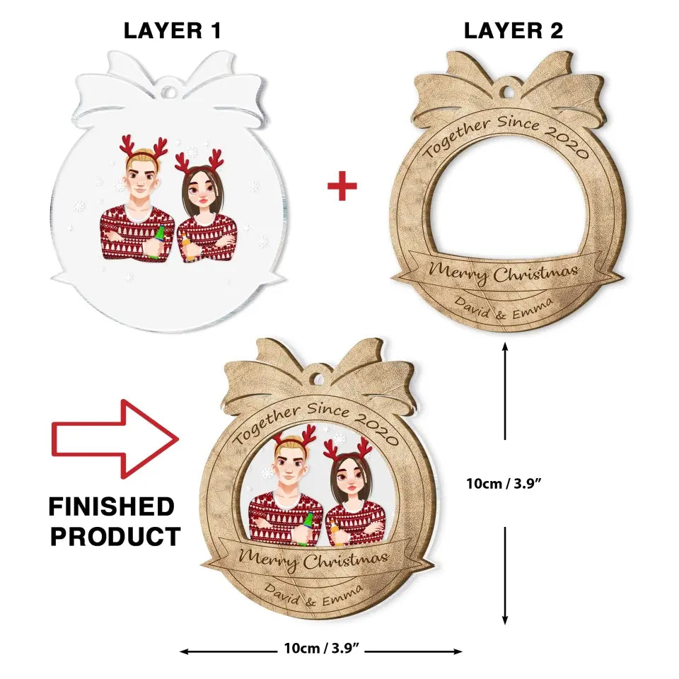 Together Since - Personalized Custom 2-Layer Mix Ornament - Christmas Gift For Couple, Husband, Wife