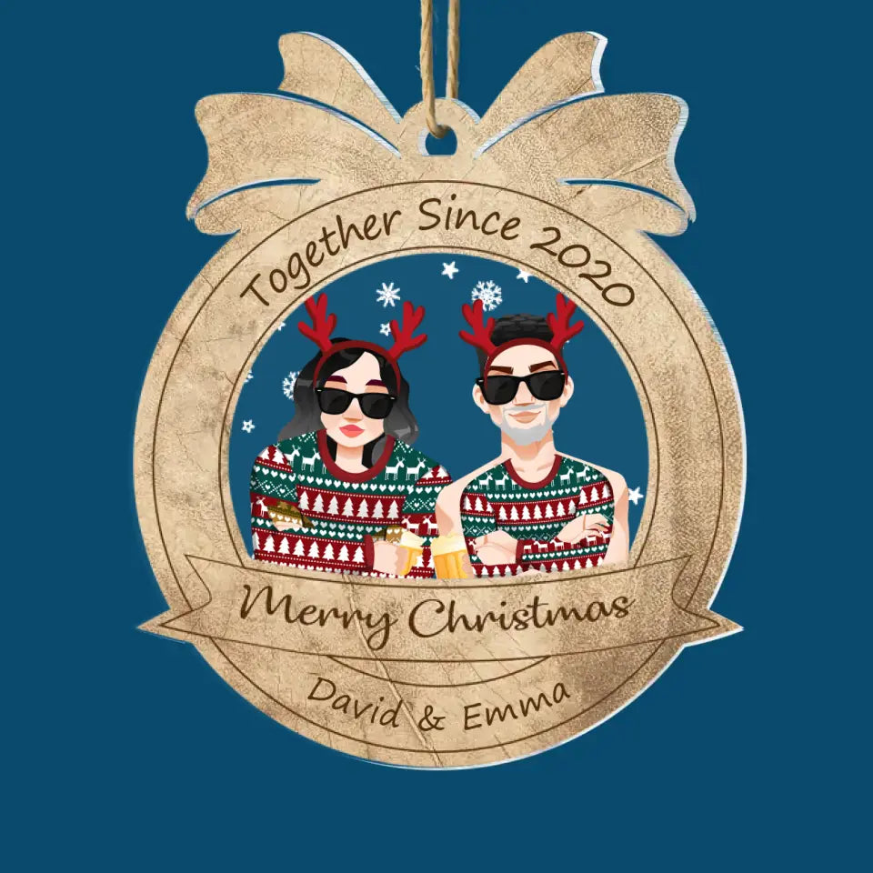 Together Since - Personalized Custom 2-Layer Mix Ornament - Christmas Gift For Couple, Husband, Wife