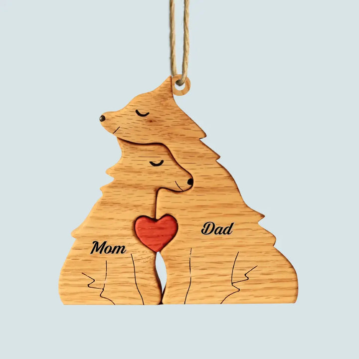 Wolf Family - Personalized Custom Wood Ornament - Christmas Gift For Family Members