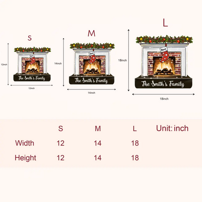 Merry Christmas Fireplace - Personalized Custom Door Sign - Christmas Gift For Mom, Dad, Grandma, Grandpa, Family Members