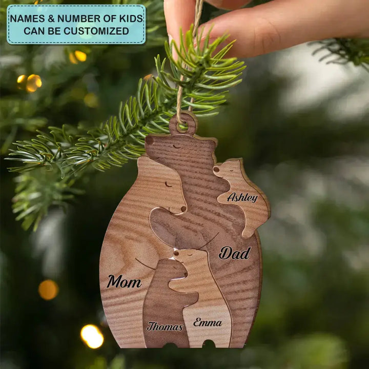Bear Family - Personalized Custom Wood Ornament - Christmas Gift For Family Members