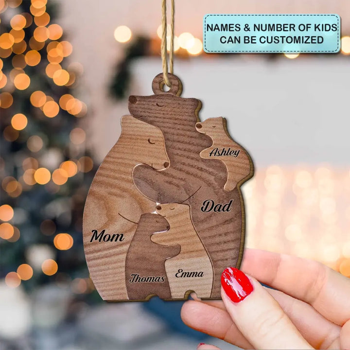 Bear Family - Personalized Custom Wood Ornament - Christmas Gift For Family Members
