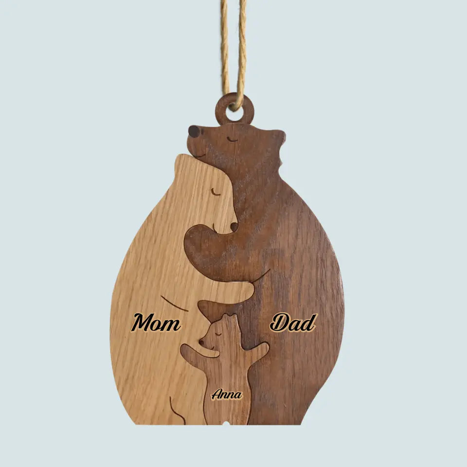 Bear Family - Personalized Custom Wood Ornament - Christmas Gift For Family Members