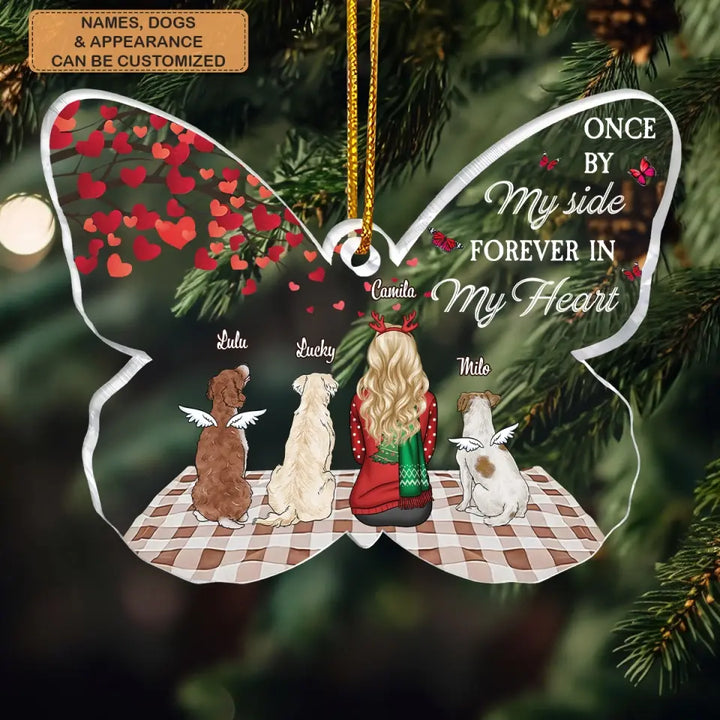 Once By My Side Forever In My Heart - Personalized Custom Mica Ornament - Christmas, Memorial Gift For Dog Mom, Dog Dad, Dog Lover, Dog Owner
