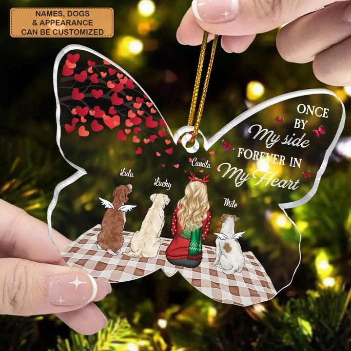 Once By My Side Forever In My Heart - Personalized Custom Mica Ornament - Christmas, Memorial Gift For Dog Mom, Dog Dad, Dog Lover, Dog Owner